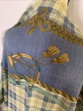 Large Italian made 100% Wool Woven Equestrian Blanket Scarf - 53”  x 53”
